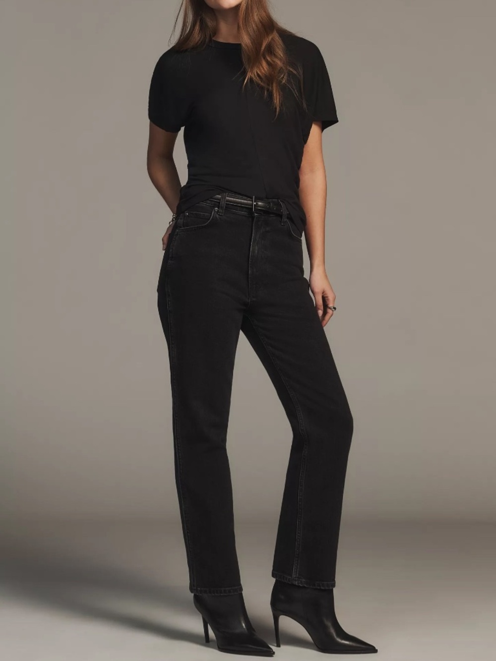 Anthropologie Anine Bing Jane High-Rise Straight-Leg Jeans VINTAGE BLACK NWT 28